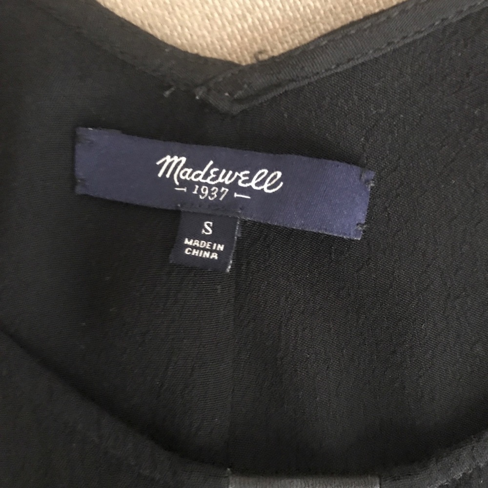 Madewell Black Shift Dress-Leather Stripe - Picture 4 of 6